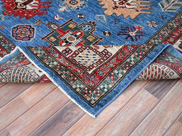 8'2" x 10'3" New Hand Knotted Blue Wool Rectangle Oriental Rug - MOA10286545