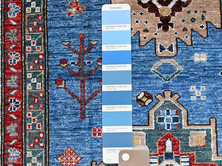 8'2" x 10'3" New Hand Knotted Blue Wool Rectangle Oriental Rug - MOA10286545