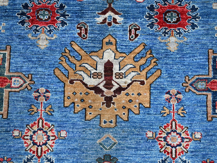 8'2" x 10'3" New Hand Knotted Blue Wool Rectangle Oriental Rug - MOA10286545