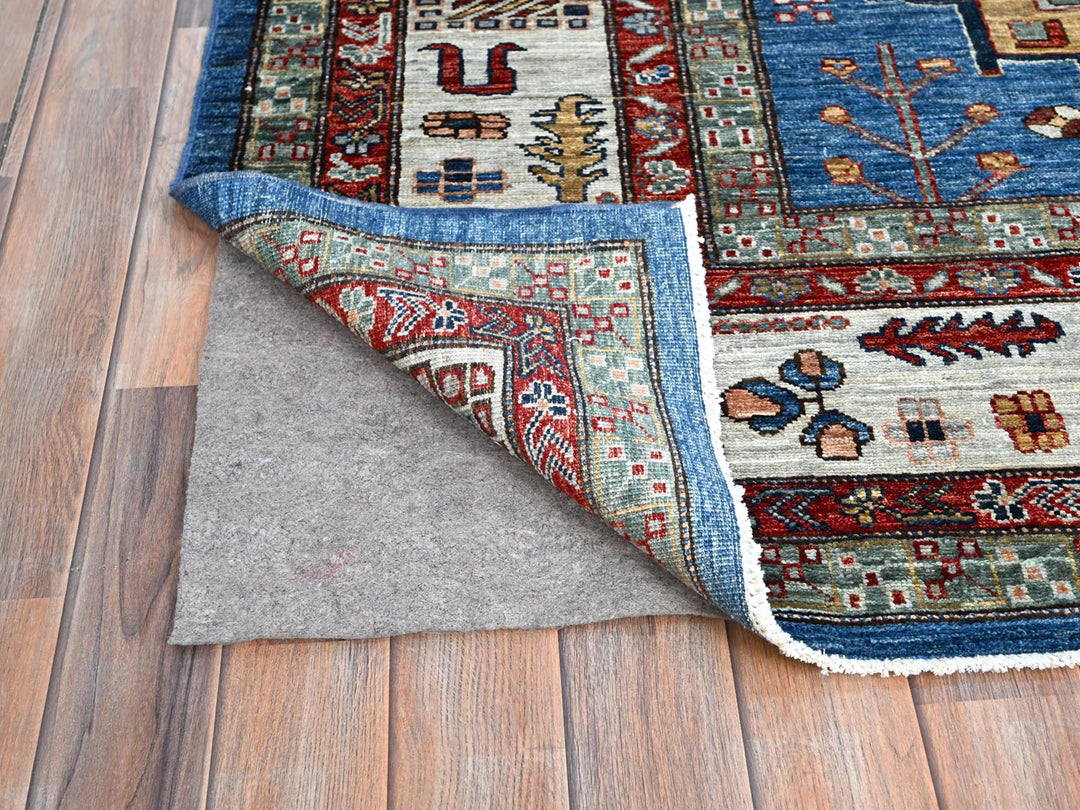 8'2" x 10'1" New Hand Knotted Blue Wool Rectangle Oriental Rug - MOA10286549