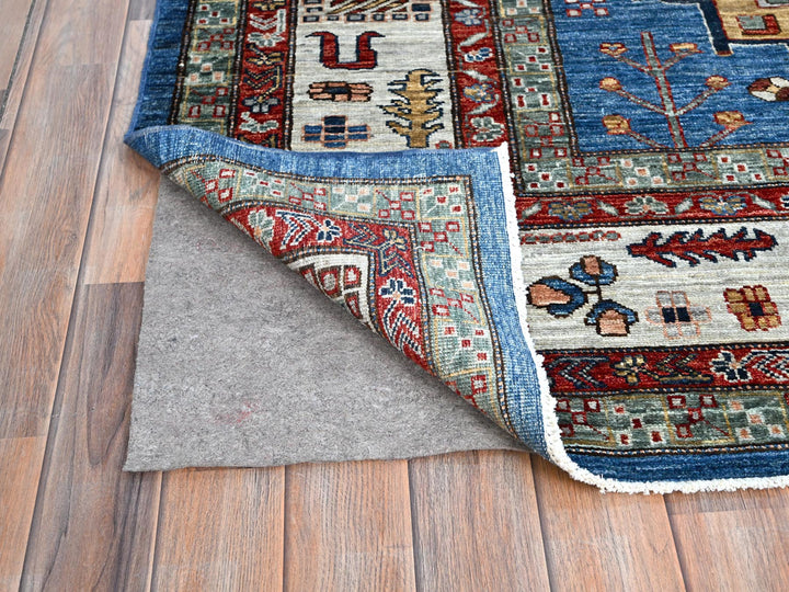 8'2" x 10'1" New Hand Knotted Blue Wool Rectangle Oriental Rug - MOA10286549