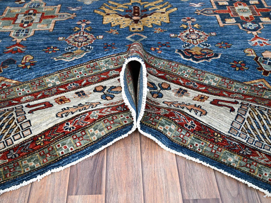 8'2" x 10'1" New Hand Knotted Blue Wool Rectangle Oriental Rug - MOA10286549