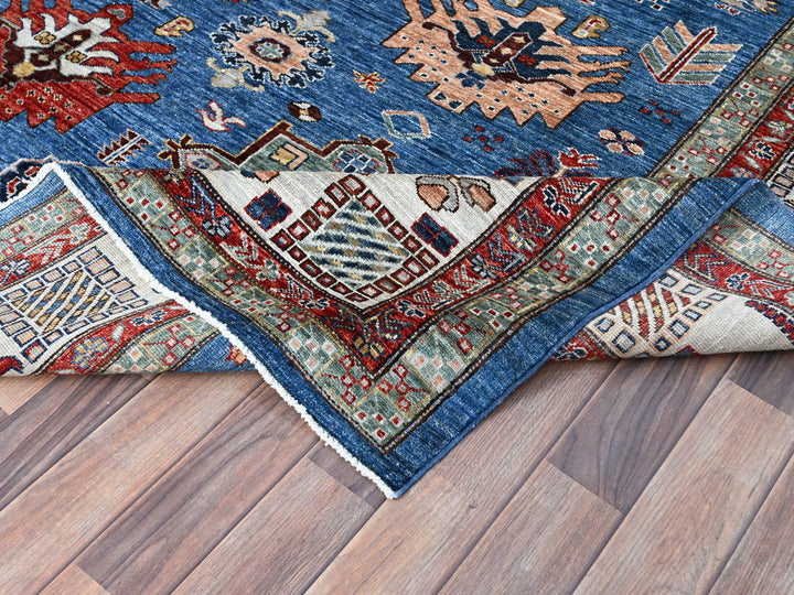 8'2" x 10'1" New Hand Knotted Blue Wool Rectangle Oriental Rug - MOA10286549