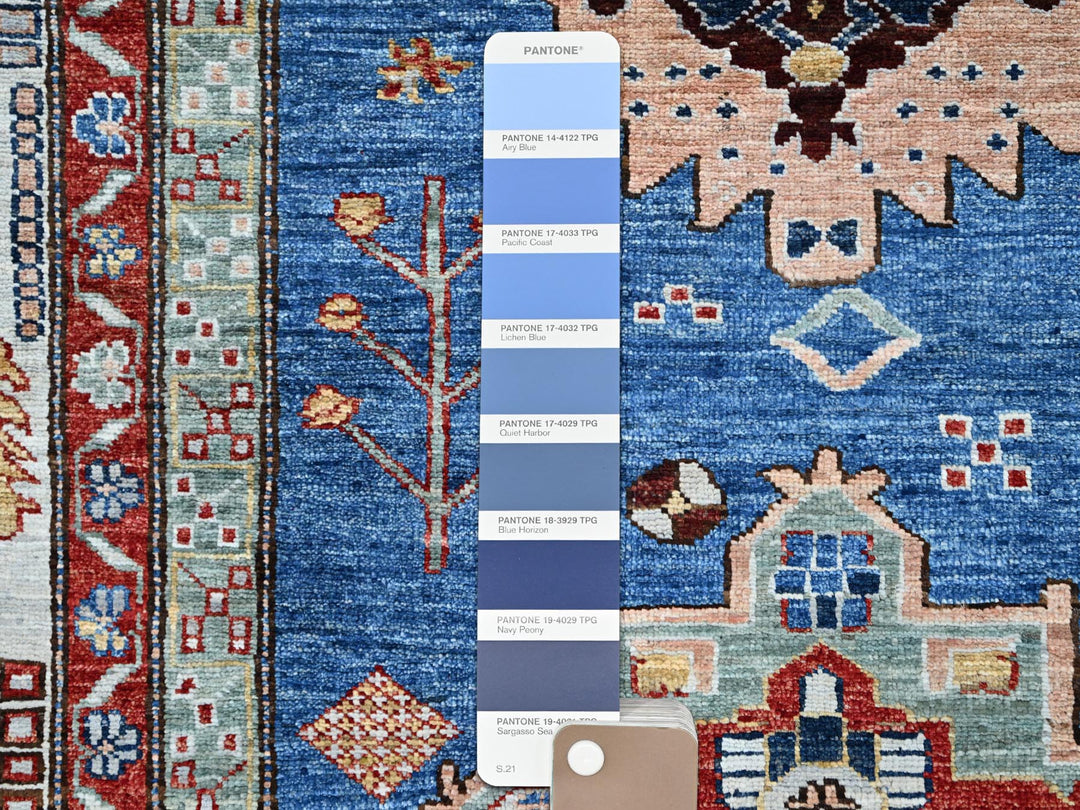 8'2" x 10'1" New Hand Knotted Blue Wool Rectangle Oriental Rug - MOA10286549