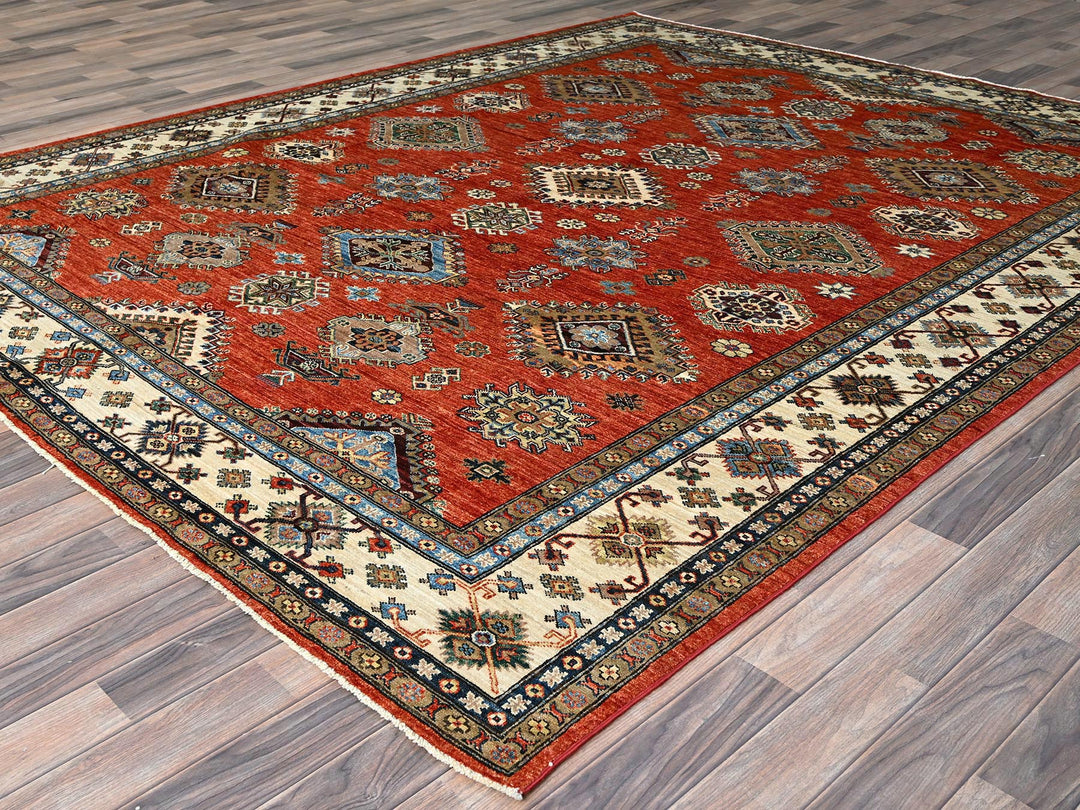 8'2" x 9'11" New Hand Knotted Red Wool Rectangle Oriental Rug - MOA10286551