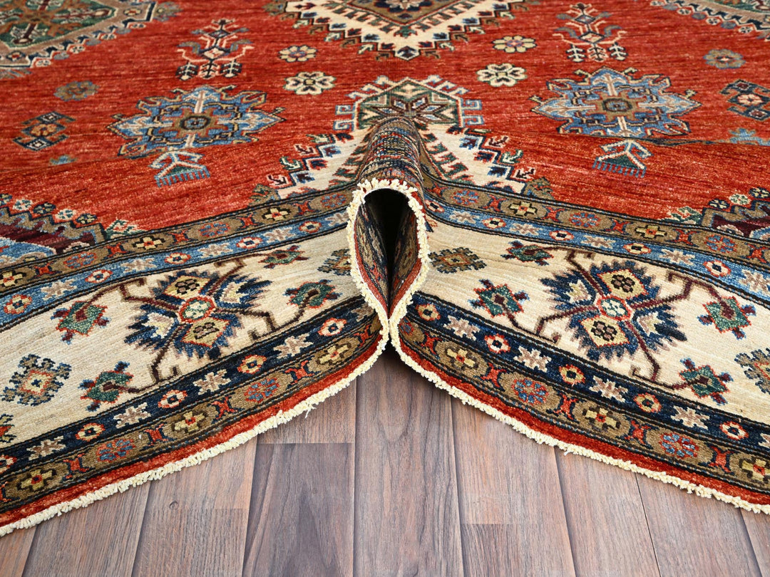 8'2" x 9'11" New Hand Knotted Red Wool Rectangle Oriental Rug - MOA10286551