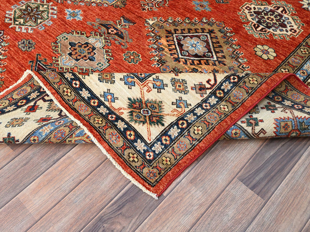 8'2" x 9'11" New Hand Knotted Red Wool Rectangle Oriental Rug - MOA10286551