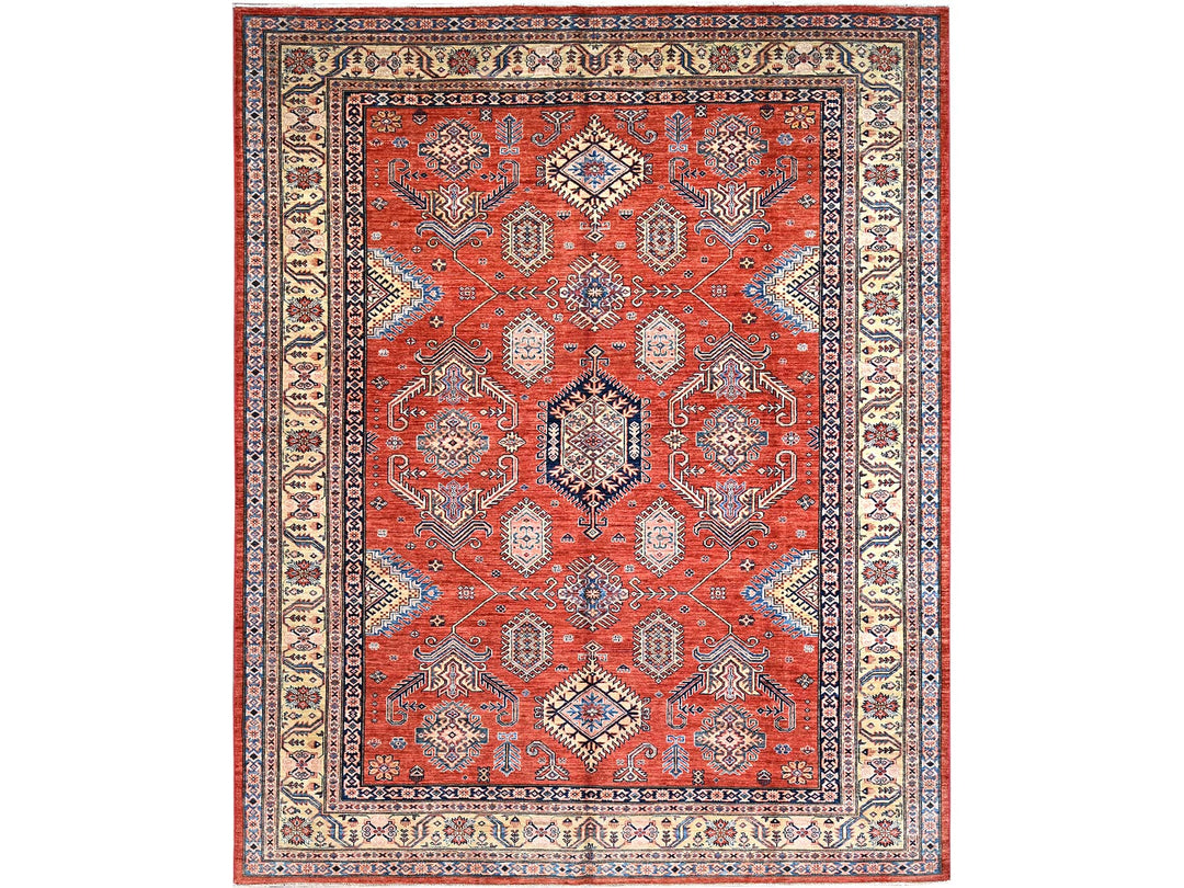 8'1" x 10'0" New Hand Knotted Red Wool Rectangle Oriental Rug - MOA10286552