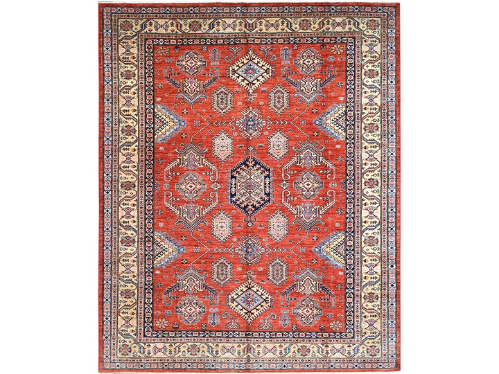 8'1" x 10'0" New Hand Knotted Red Wool Rectangle Oriental Rug - MOA10286552