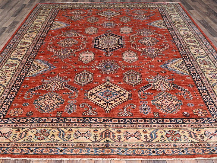 8'1" x 10'0" New Hand Knotted Red Wool Rectangle Oriental Rug - MOA10286552