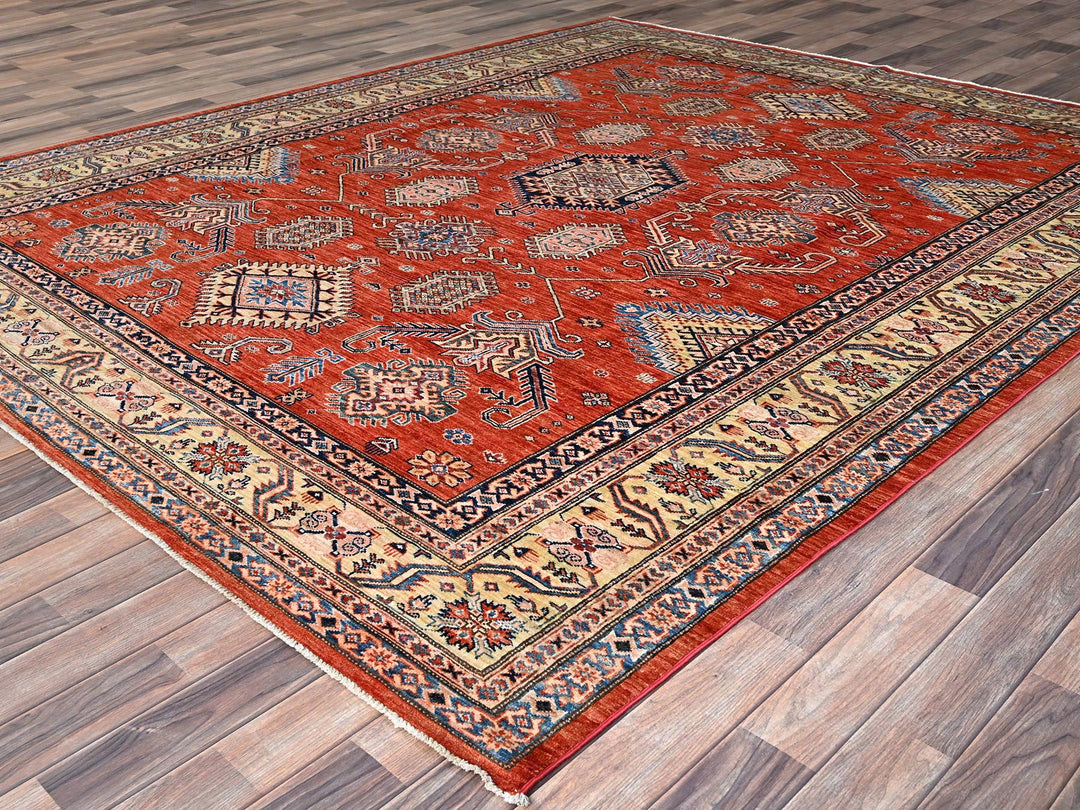 8'1" x 10'0" New Hand Knotted Red Wool Rectangle Oriental Rug - MOA10286552