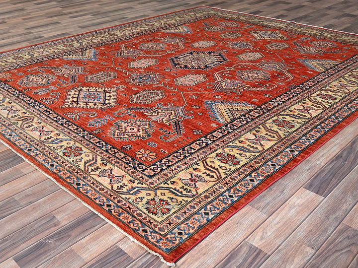 8'1" x 10'0" New Hand Knotted Red Wool Rectangle Oriental Rug - MOA10286552