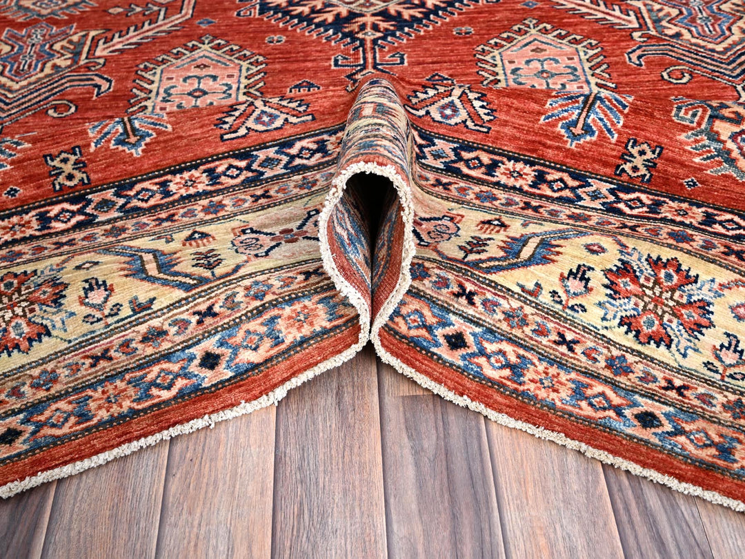 8'1" x 10'0" New Hand Knotted Red Wool Rectangle Oriental Rug - MOA10286552