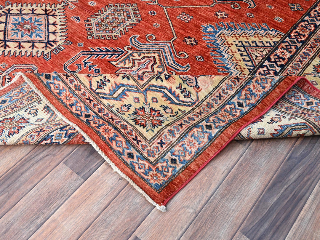 8'1" x 10'0" New Hand Knotted Red Wool Rectangle Oriental Rug - MOA10286552