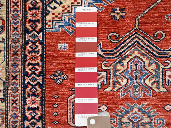 8'1" x 10'0" New Hand Knotted Red Wool Rectangle Oriental Rug - MOA10286552