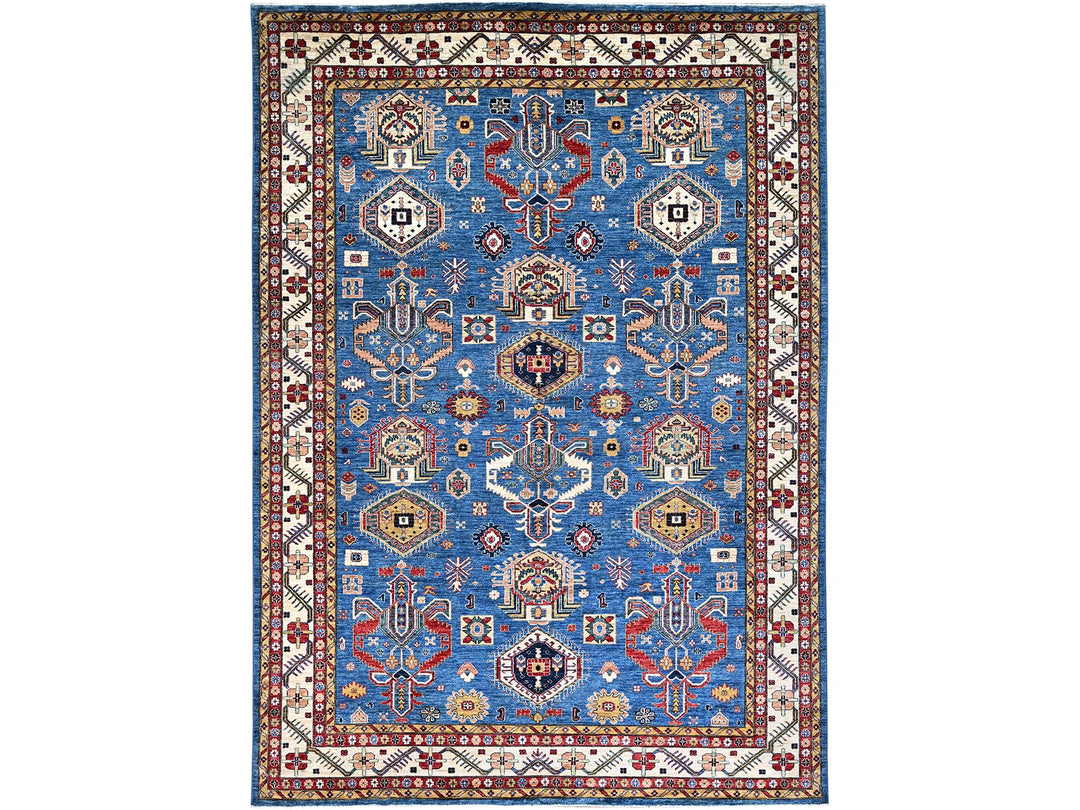 9'11" x 13'8" New Hand Knotted Blue Wool Rectangle Oriental Rug - MOA10286553