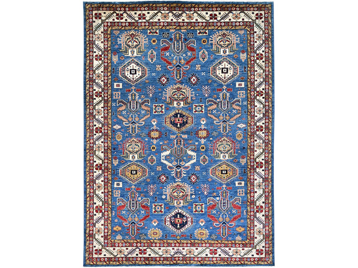 9'11" x 13'8" New Hand Knotted Blue Wool Rectangle Oriental Rug - MOA10286553