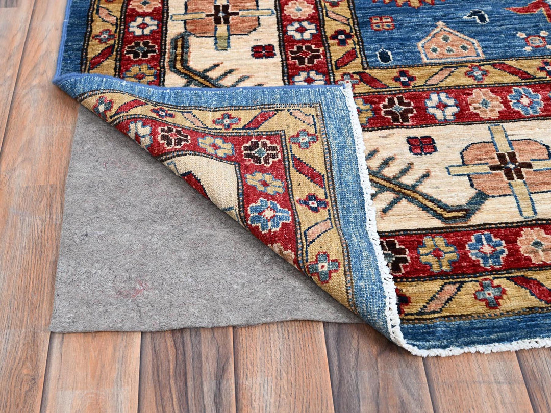 9'11" x 13'8" New Hand Knotted Blue Wool Rectangle Oriental Rug - MOA10286553