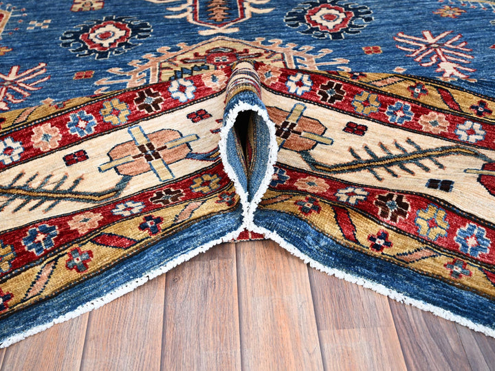 9'11" x 13'8" New Hand Knotted Blue Wool Rectangle Oriental Rug - MOA10286553