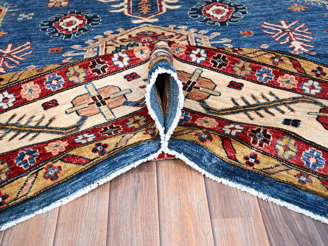 9'11" x 13'8" New Hand Knotted Blue Wool Rectangle Oriental Rug - MOA10286553