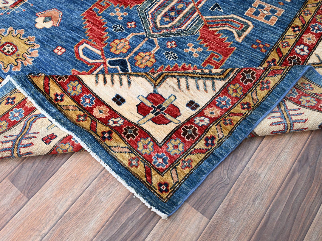 9'11" x 13'8" New Hand Knotted Blue Wool Rectangle Oriental Rug - MOA10286553