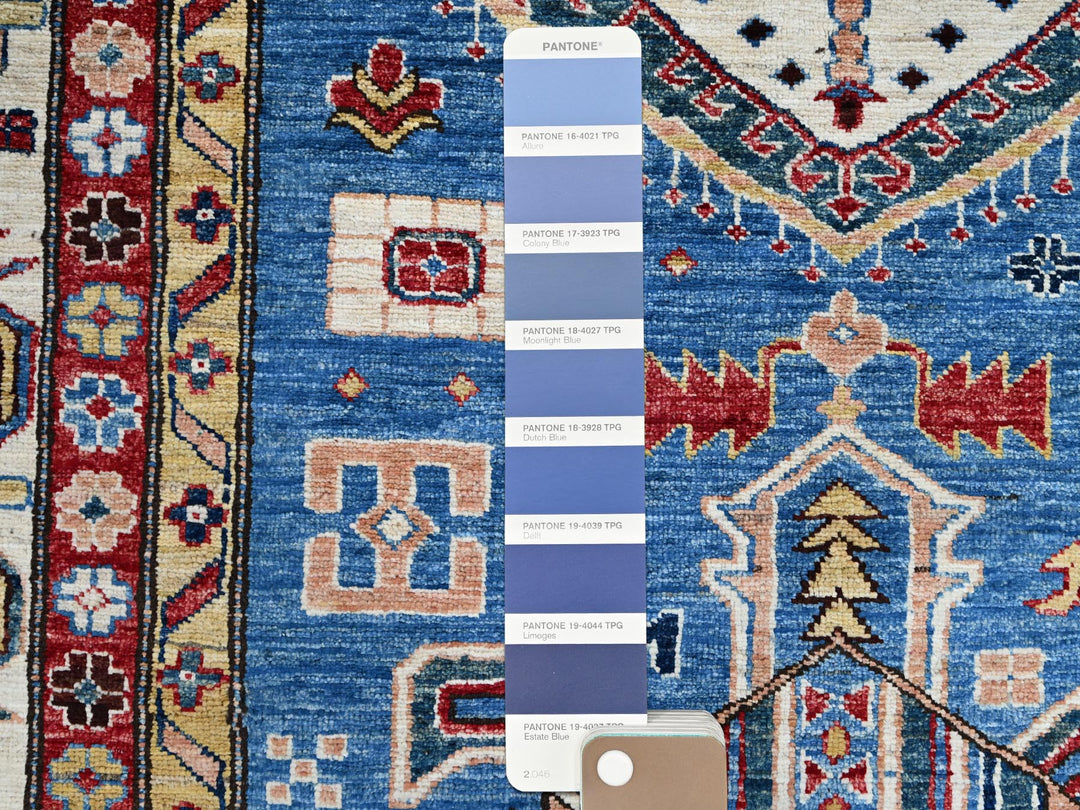 9'11" x 13'8" New Hand Knotted Blue Wool Rectangle Oriental Rug - MOA10286553