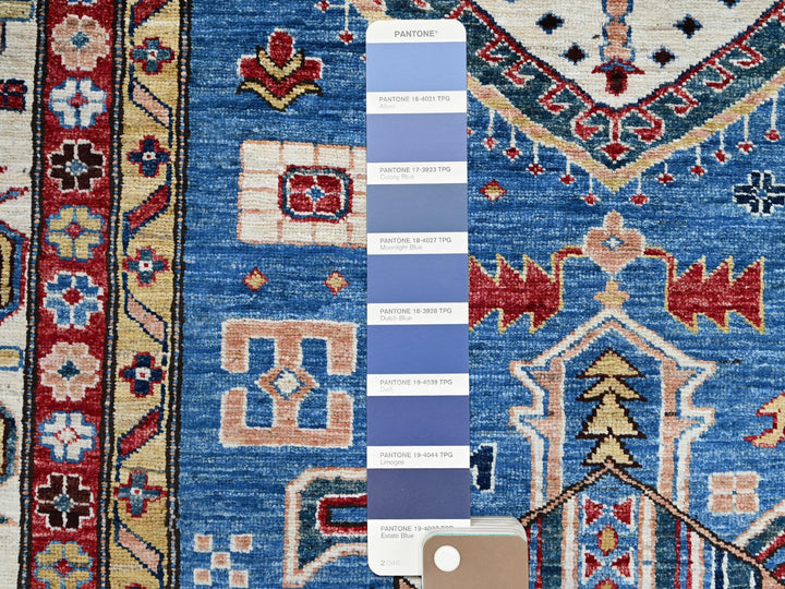 9'11" x 13'8" New Hand Knotted Blue Wool Rectangle Oriental Rug - MOA10286553