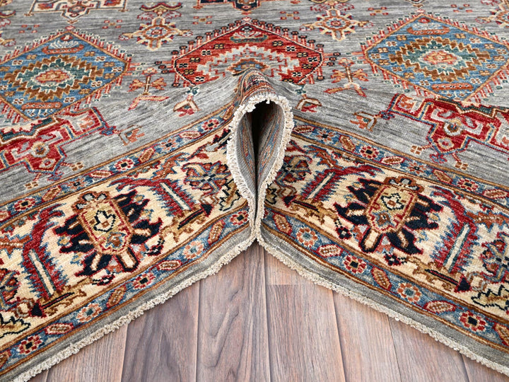 6'1" x 9'6" New Hand Knotted Grey Wool Rectangle Oriental Rug - MOA10286558