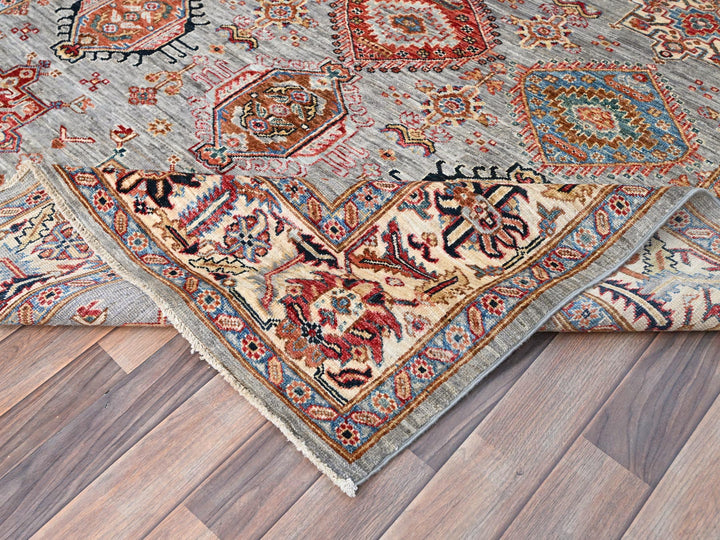 6'1" x 9'6" New Hand Knotted Grey Wool Rectangle Oriental Rug - MOA10286558