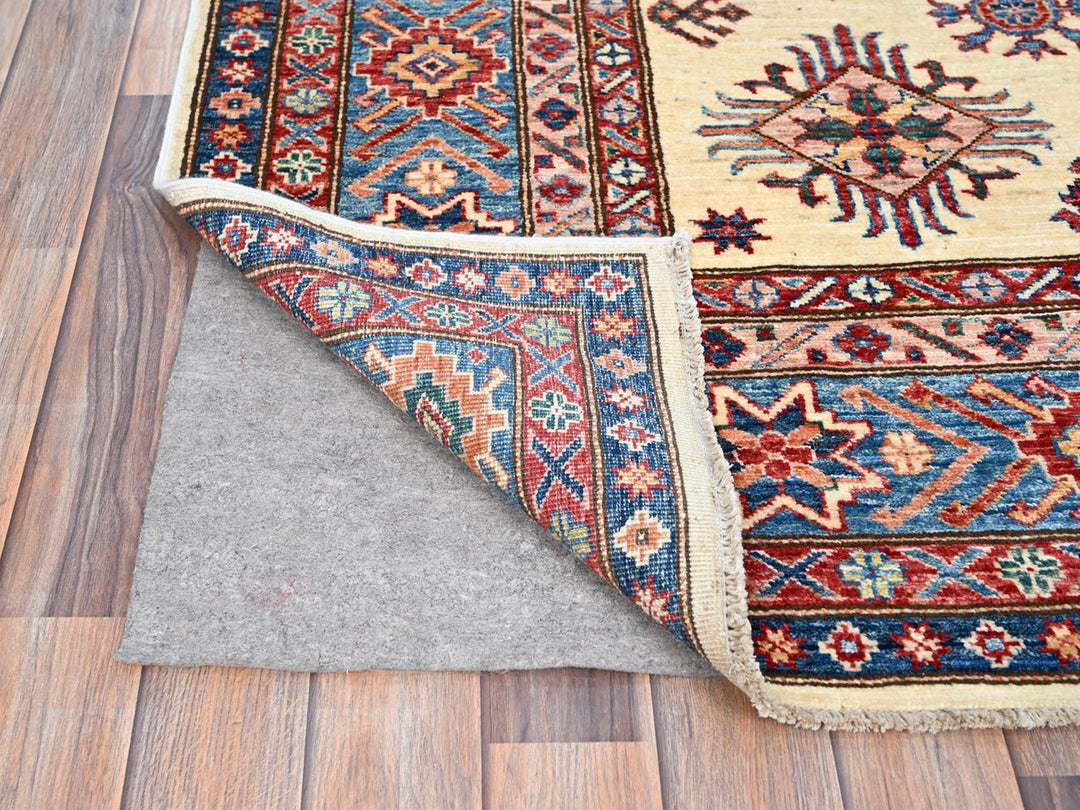 5'11" x 9'3" New Hand Knotted Ivory Wool Rectangle Oriental Rug - MOA10286559