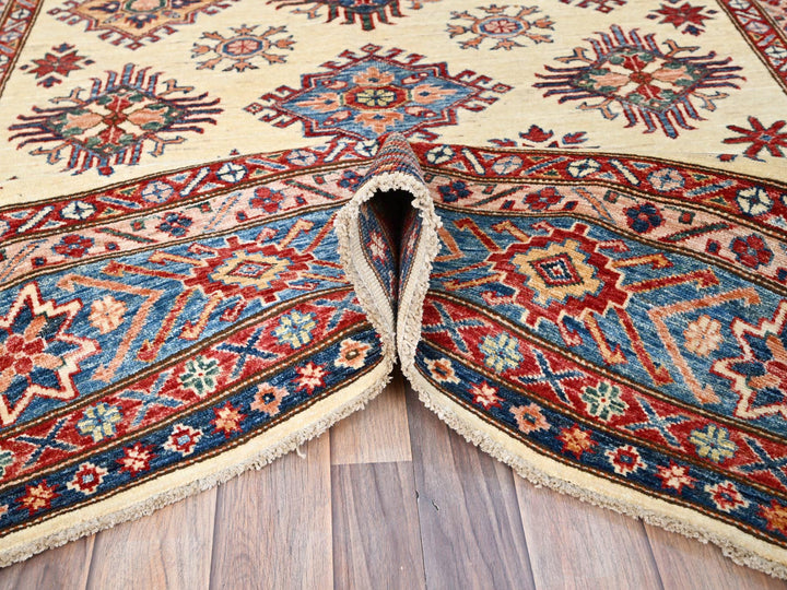 5'11" x 9'3" New Hand Knotted Ivory Wool Rectangle Oriental Rug - MOA10286559