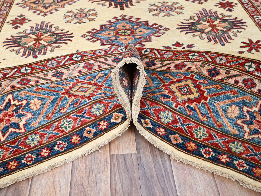 5'11" x 9'3" New Hand Knotted Ivory Wool Rectangle Oriental Rug - MOA10286559