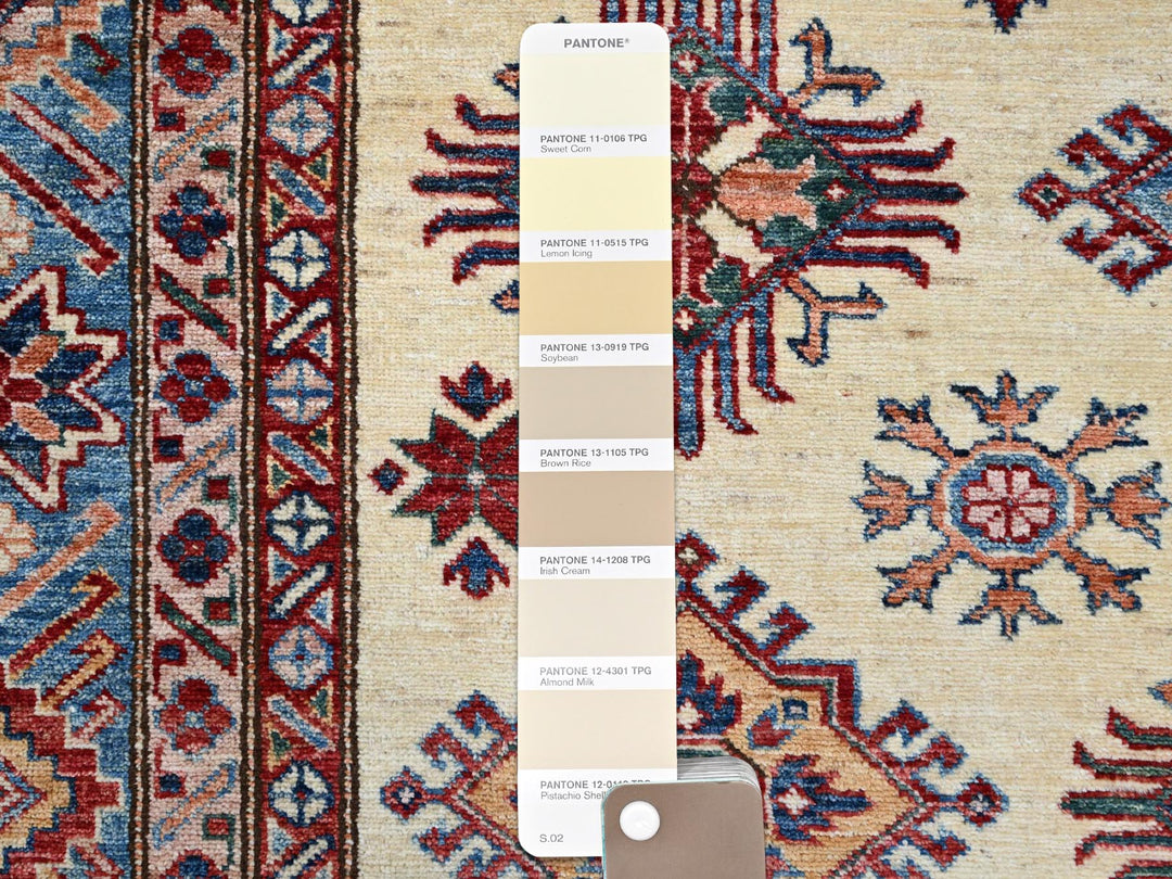 5'11" x 9'3" New Hand Knotted Ivory Wool Rectangle Oriental Rug - MOA10286559