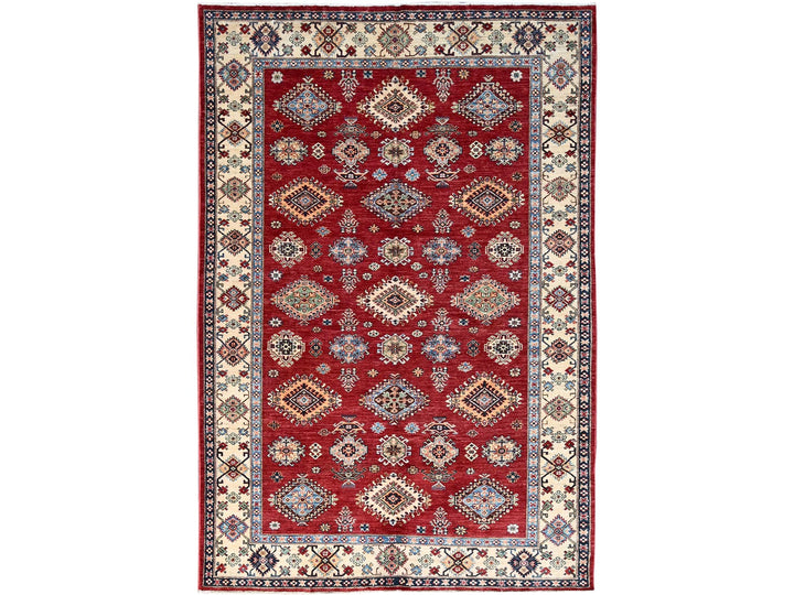 6'0" x 8'8" New Hand Knotted Red Wool Rectangle Oriental Rug - MOA10286560