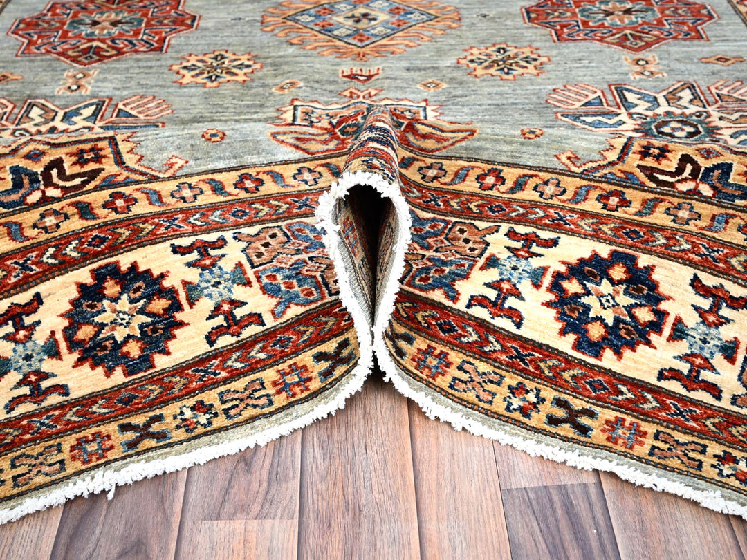 6'0" x 9'0" New Hand Knotted Grey Wool Rectangle Oriental Rug - MOA10286563