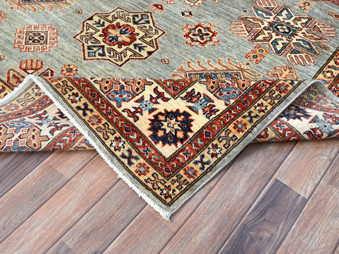 6'0" x 9'0" New Hand Knotted Grey Wool Rectangle Oriental Rug - MOA10286563