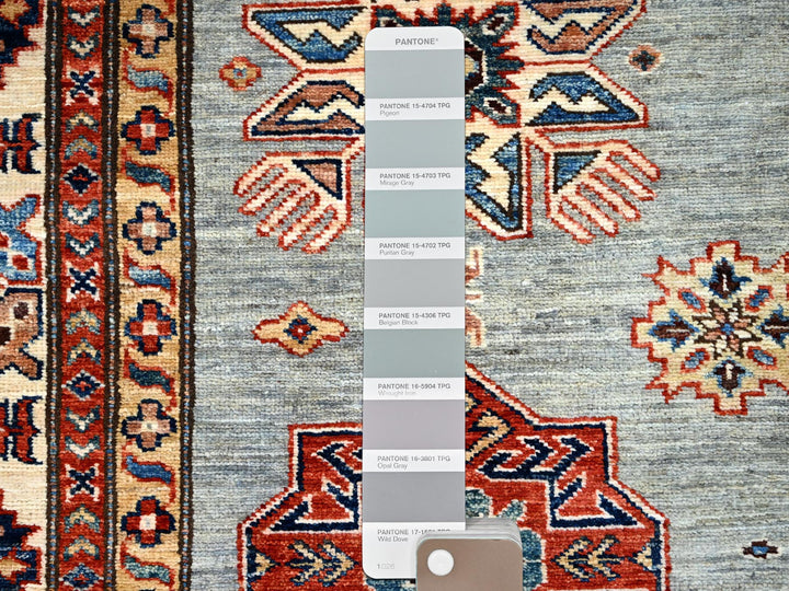 6'0" x 9'0" New Hand Knotted Grey Wool Rectangle Oriental Rug - MOA10286563