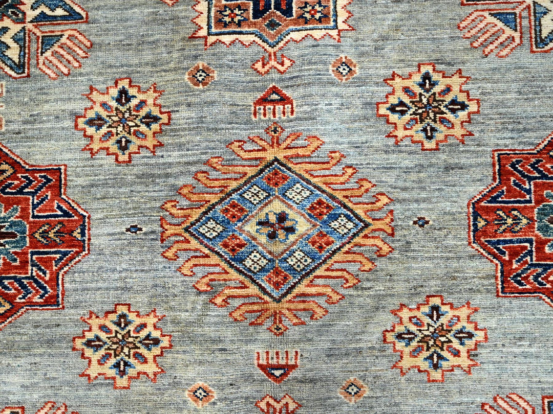 6'0" x 9'0" New Hand Knotted Grey Wool Rectangle Oriental Rug - MOA10286563