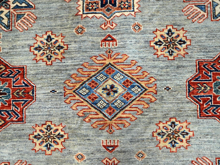 6'0" x 9'0" New Hand Knotted Grey Wool Rectangle Oriental Rug - MOA10286563