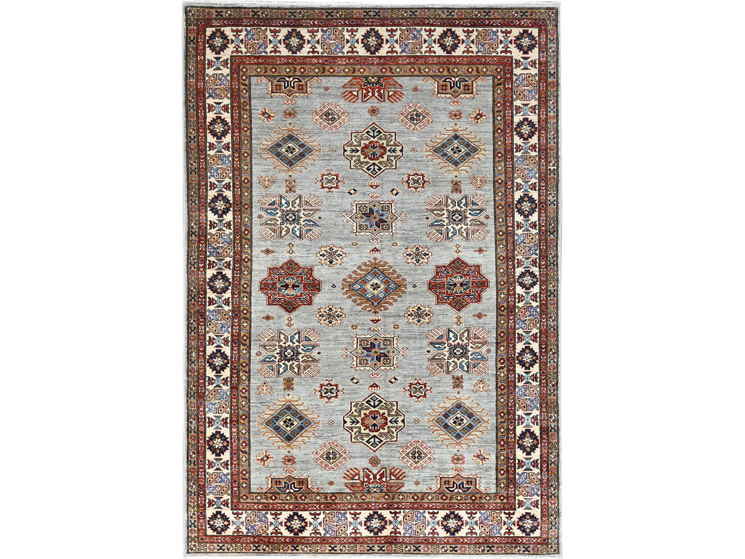 5'11" x 8'9" New Hand Knotted Grey Wool Rectangle Oriental Rug - MOA10286565