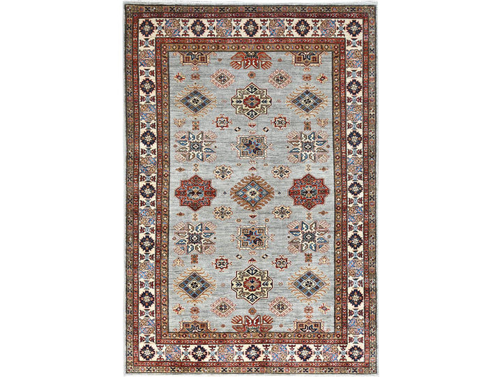 5'11" x 8'9" New Hand Knotted Grey Wool Rectangle Oriental Rug - MOA10286565