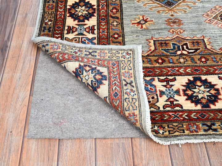 5'11" x 8'9" New Hand Knotted Grey Wool Rectangle Oriental Rug - MOA10286565