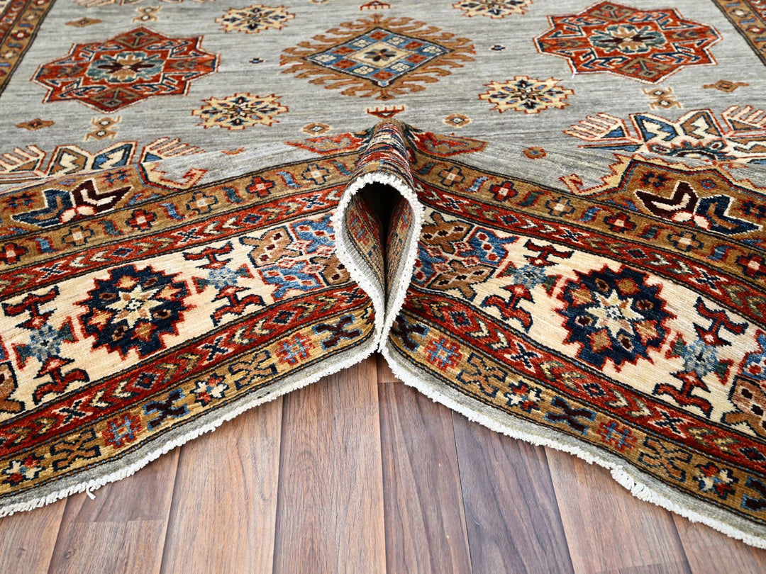 5'11" x 8'9" New Hand Knotted Grey Wool Rectangle Oriental Rug - MOA10286565