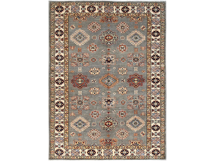 4'10" x 6'6" New Hand Knotted Grey Wool Rectangle Oriental Rug - MOA10286570