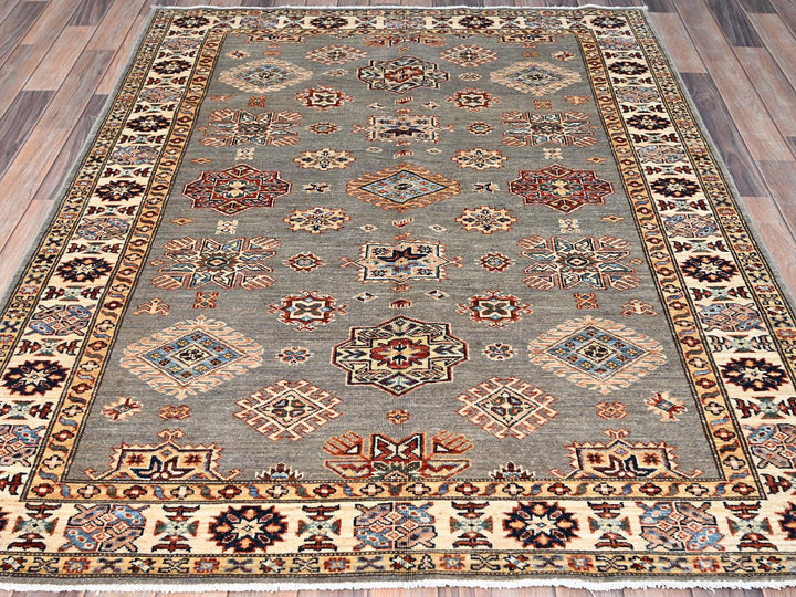 4'10" x 6'6" New Hand Knotted Grey Wool Rectangle Oriental Rug - MOA10286570