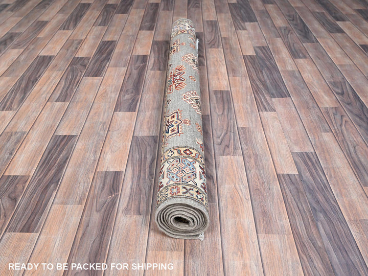 4'10" x 6'6" New Hand Knotted Grey Wool Rectangle Oriental Rug - MOA10286570