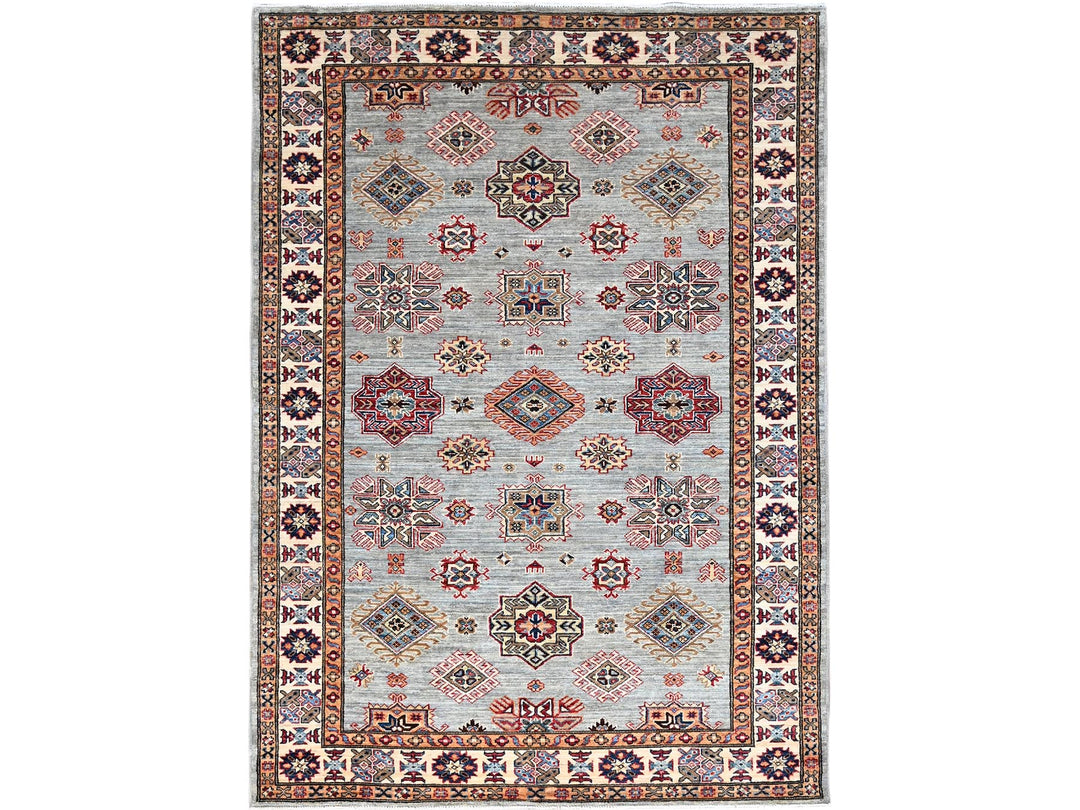 4'11" x 7'1" New Hand Knotted Grey Wool Rectangle Oriental Rug - MOA10286572