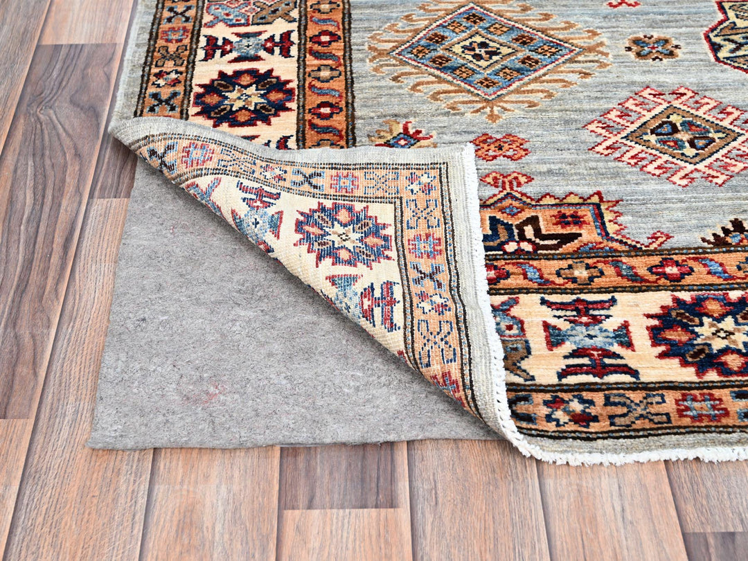 4'11" x 7'1" New Hand Knotted Grey Wool Rectangle Oriental Rug - MOA10286572