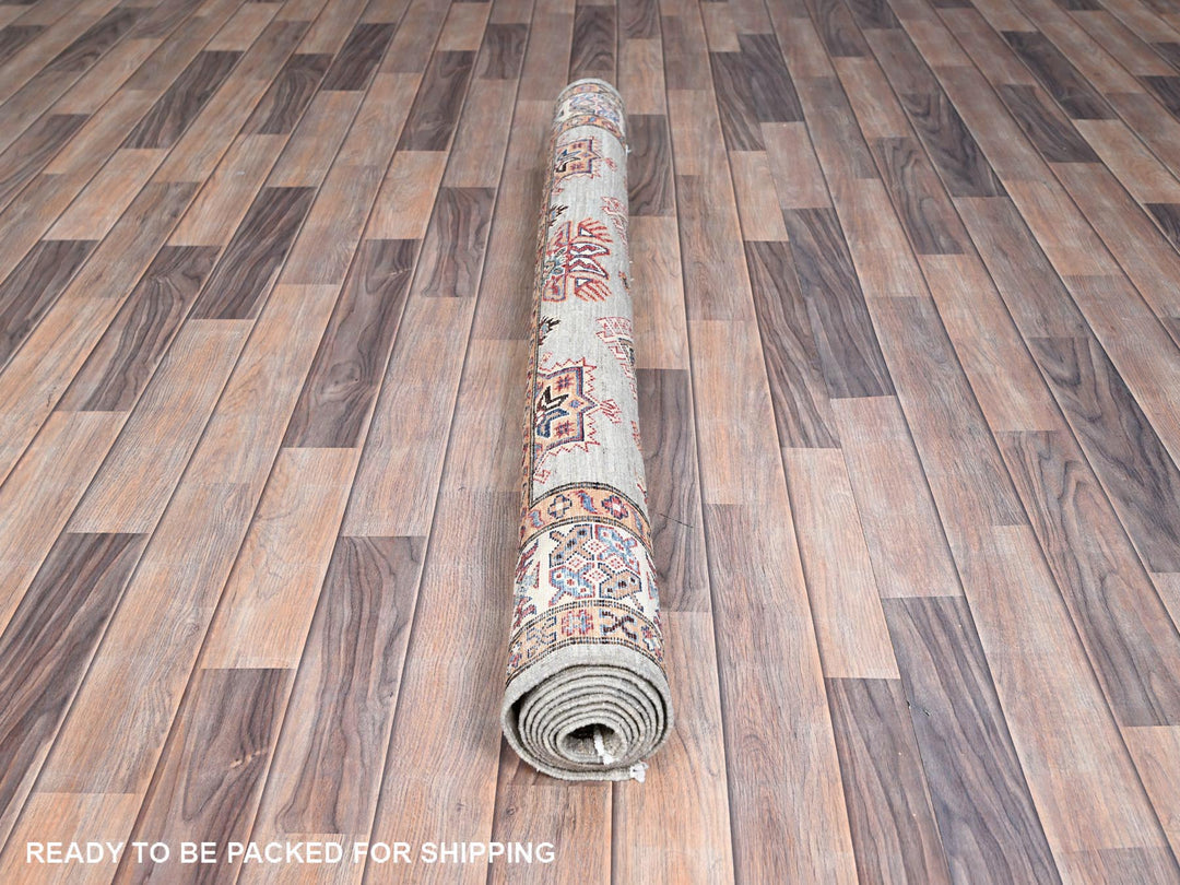 4'11" x 7'1" New Hand Knotted Grey Wool Rectangle Oriental Rug - MOA10286572