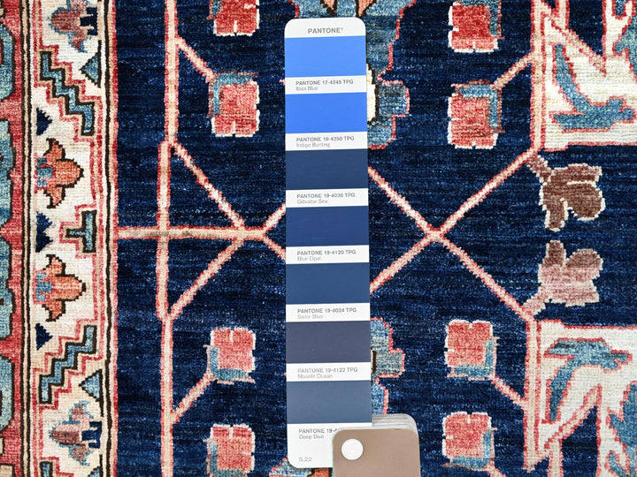 11'11" x 17'6" New Hand Knotted Blue Wool Rectangle Oriental Rug - MOA10286573